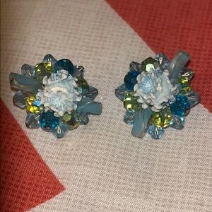 Colorful Floral Clip-On Earrings